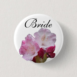 pink rhododendron flowers wedding button