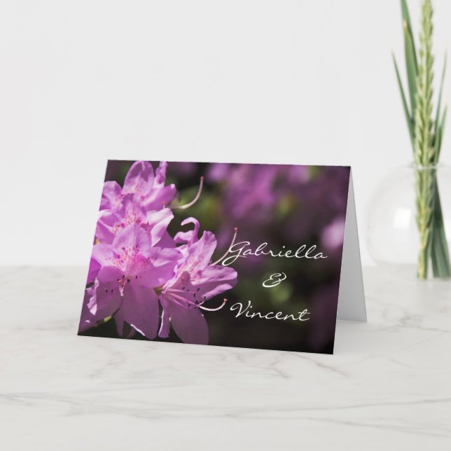 Pink Rhododendron Flowers Wedding Invitation (Front)