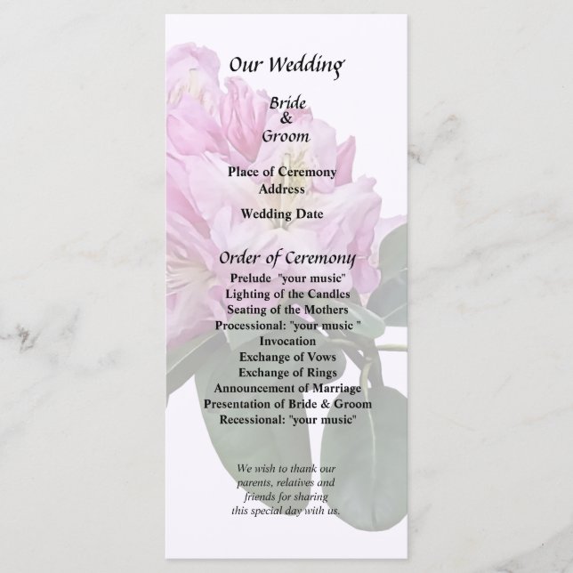 Pink Rhododendrons Programme (Front)