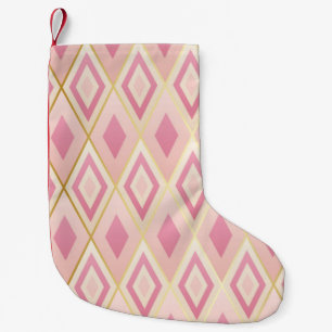 Pink rhombus shapes geometric seamless pattern small christmas stocking