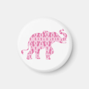 Pink Ribbin Elephant Magnet