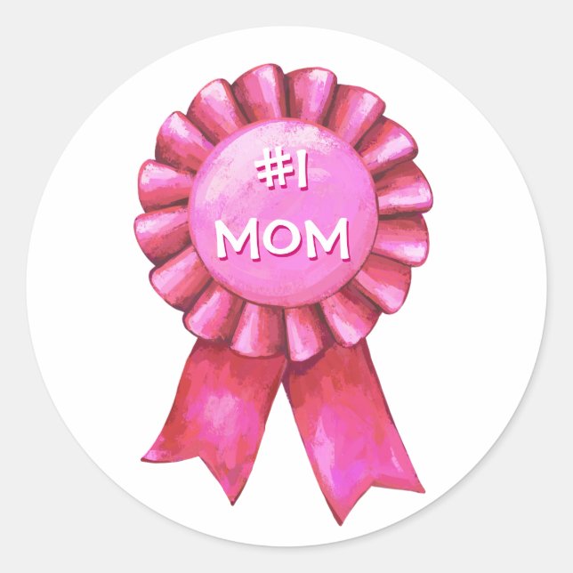 Pink Ribbon #1 Mum Classic Round Sticker (Front)