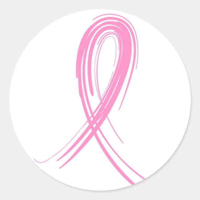 Pink Ribbon 2 Breast Cancer Classic Round Sticker (Front)