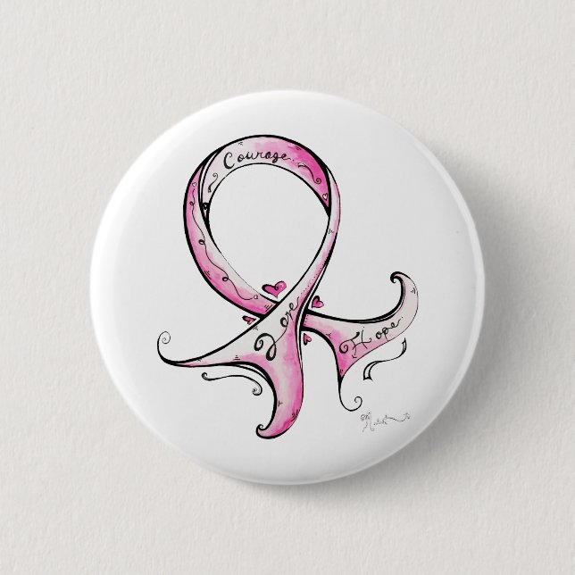 Pink Ribbon 6 Cm Round Badge (Front)