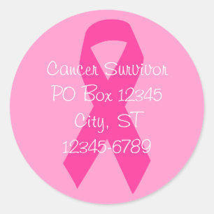 Pink Ribbon Address Classic Round Sticker