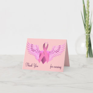 Pink ribbon and heart_ thank you card