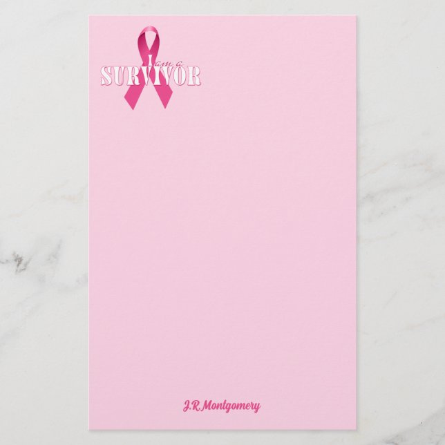 Pink Ribbon and Paper with Name (Front)