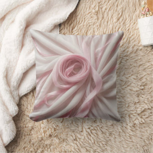 Pink Ribbon and Tulle Abstract Cushion
