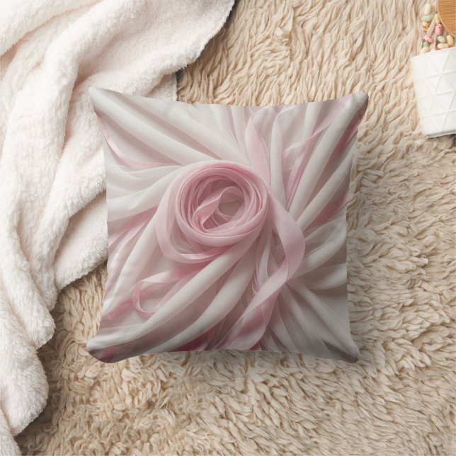 Pink Ribbon and Tulle Abstract Cushion (Blanket)