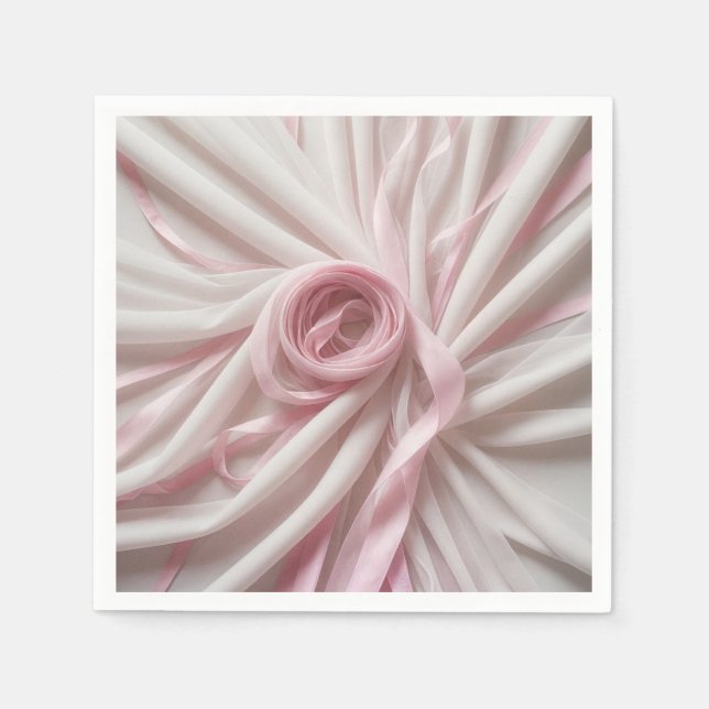 Pink Ribbon and Tulle Abstract Napkin (Front)