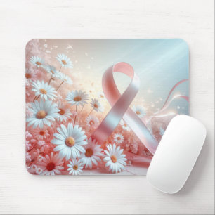 Pink Ribbon And White Daisies Mouse Mat
