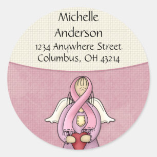 Pink Ribbon Angel D1 Return Address Labels