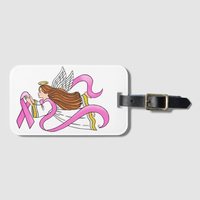 Pink Ribbon Angel Luggage Tag (Front Horizontal)
