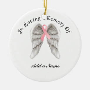 Pink Ribbon Angel Wings Memory X-Mas Ornament