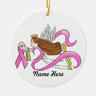 "Pink Ribbon" Awareness Angel Ceramic Tree Decoration