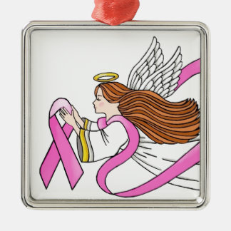 "Pink Ribbon" Awareness Angel Metal Tree Decoration