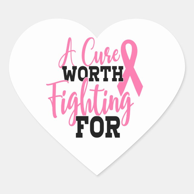 Pink Ribbon Awareness Breast Cancer Heart Sticker (Front)
