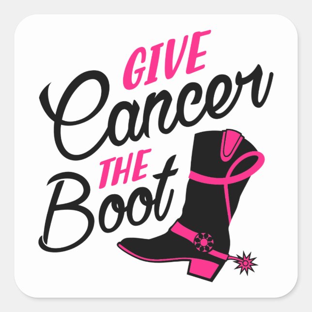Pink Ribbon Awareness Breast Cancer Square Sticker (Front)