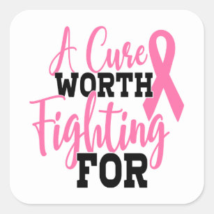Pink Ribbon Awareness Breast Cancer Square Sticker