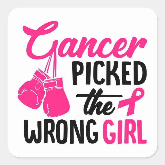 Pink Ribbon Awareness Breast Cancer Square Sticker (Front)