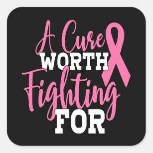 Pink Ribbon Awareness Breast Cancer Square Sticker