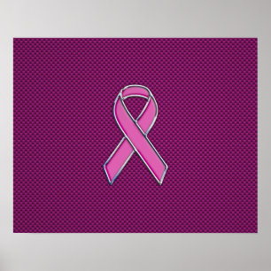 Pink Ribbon Awareness Carbon Fibre Decor