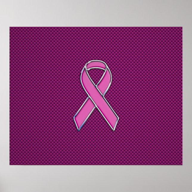 Pink Ribbon Awareness Carbon Fibre Decor (Front)