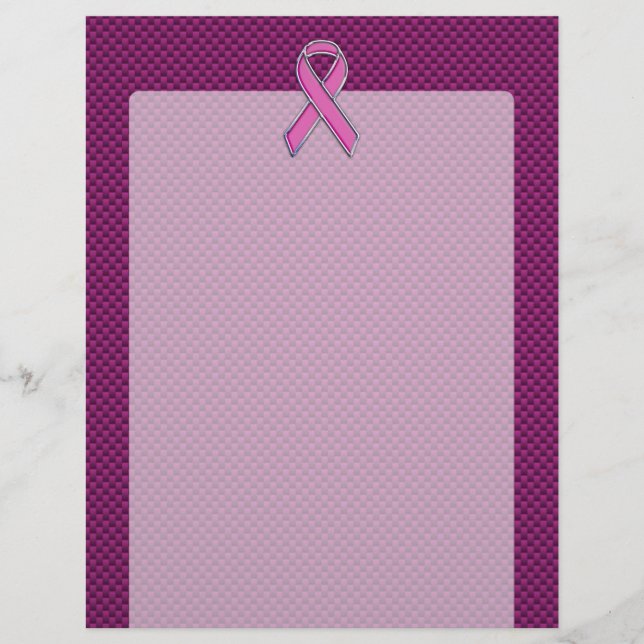 Pink Ribbon Awareness Carbon Fibre Decor (Front)