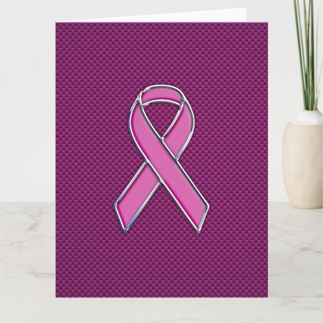Pink Ribbon Awareness Carbon Fibre Decor Card (Front)