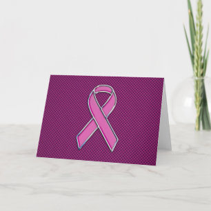 Pink Ribbon Awareness Carbon Fibre Decor Card