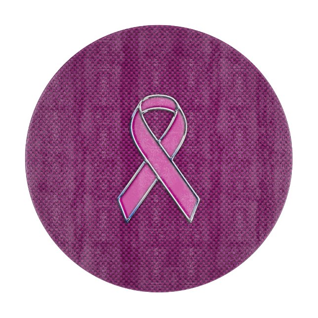 Pink Ribbon Awareness Carbon Fibre Decor Cutting Board (Front)
