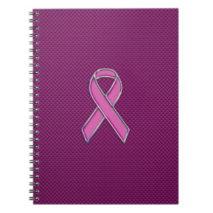 Pink Ribbon Awareness Carbon Fibre Decor Notebook