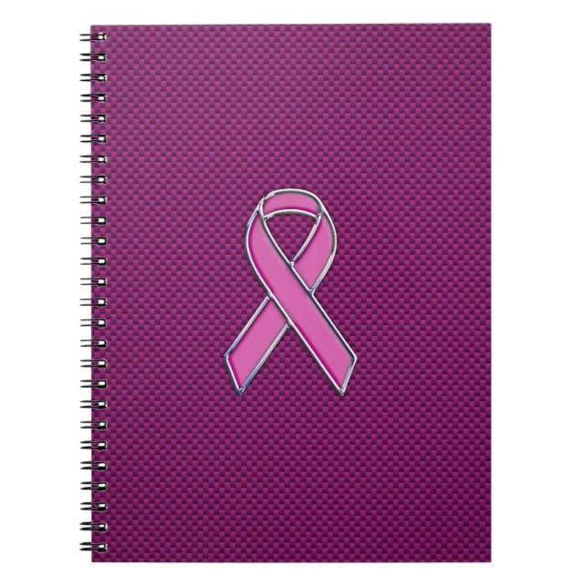 Pink Ribbon Awareness Carbon Fibre Decor Notebook (Front)
