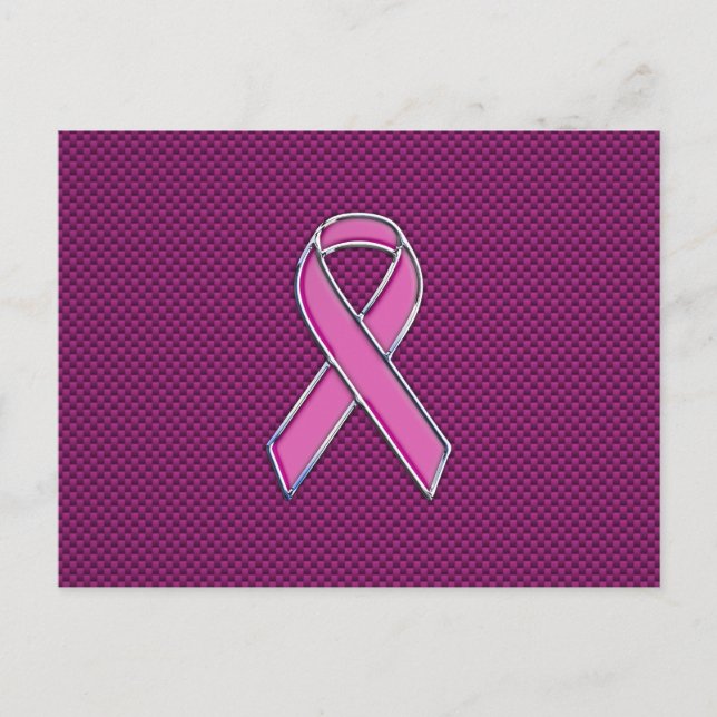 Pink Ribbon Awareness Carbon Fibre Decor Postcard (Front)