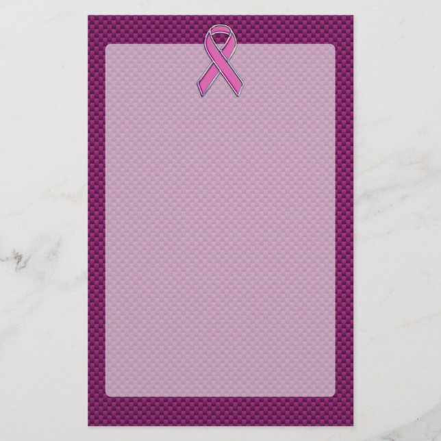 Pink Ribbon Awareness Carbon Fibre Decor Stationery (Front)