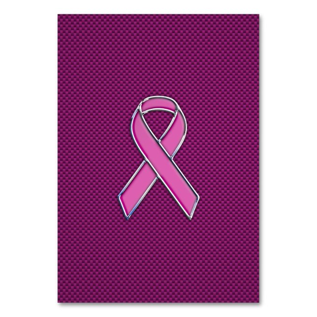 Pink Ribbon Awareness Carbon Fibre Decor Table Number (Front)