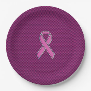 Pink Ribbon Awareness Carbon Fibre Paper Plate