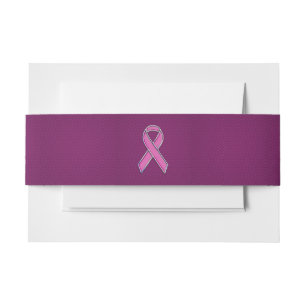 Pink Ribbon Awareness Fuchsia Carbon Fibre Invitation Belly Band