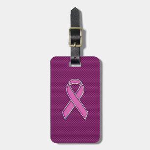 Pink Ribbon Awareness Fuchsia Carbon Fibre Luggage Tag