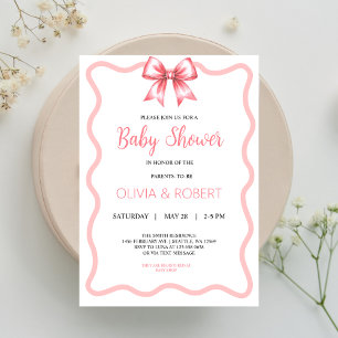 Pink Ribbon Baby Shower Invitation for Girl