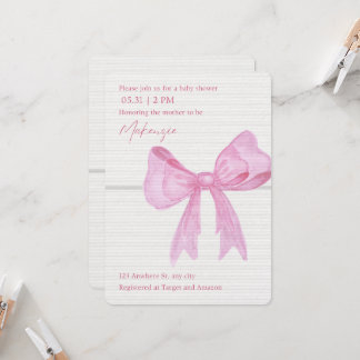 Pink Ribbon Baby Shower Invitations