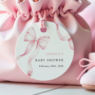 Pink Ribbon Baby Shower Tags