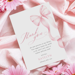 Pink Ribbon Baby Shower Thank You Card