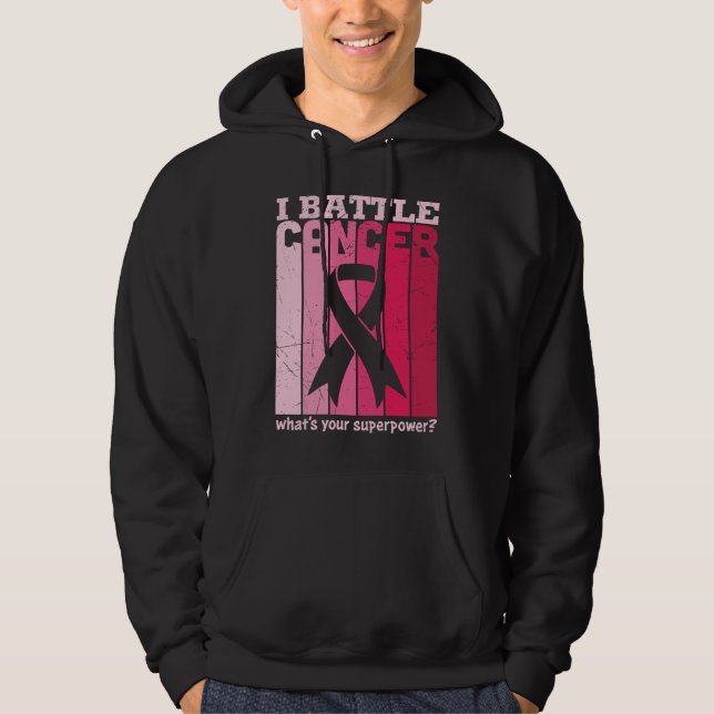 Pink Ribbon Battle Cancer Survivor Support Warrior Hoodie (Front)