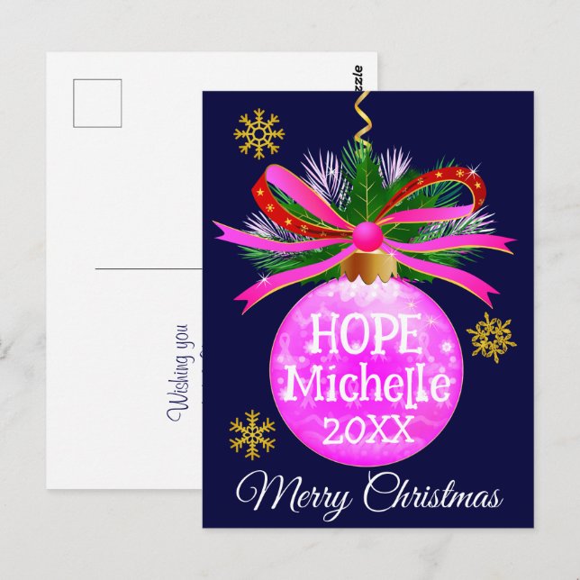 Pink Ribbon Bauble Postcard (Front/Back)