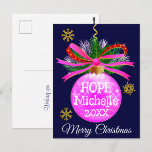 Pink Ribbon Bauble Postcard