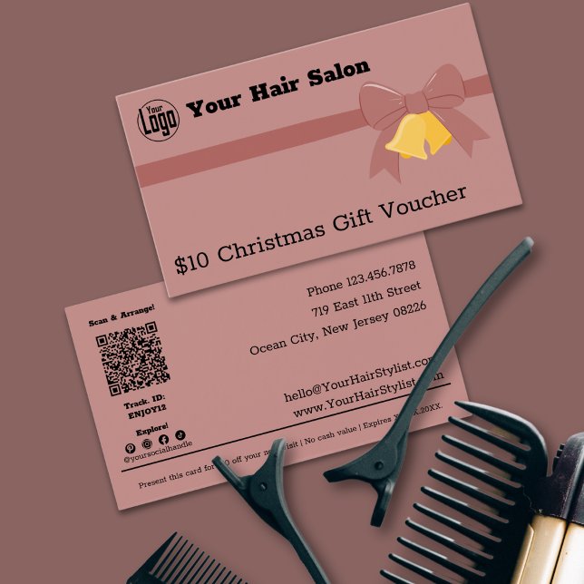 Pink Ribbon Bells $10 Christmas Gift Voucher Card (Pink Ribbon Bells $10 Christmas Gift Voucher Card)