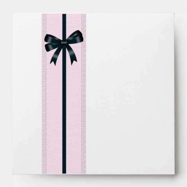 Pink Ribbon Black Bow Envelope (Front)
