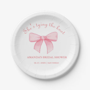 Pink Ribbon Blush Bridal Shower Paper Plate