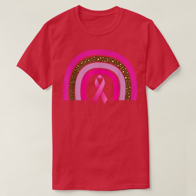 Pink Ribbon Boho Rainbow Breast Cancer Awareness M T-Shirt (Design Front)